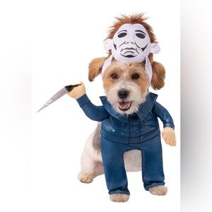 Dog Halloween Michael Myers Costume with Mask and Knife - Size L
